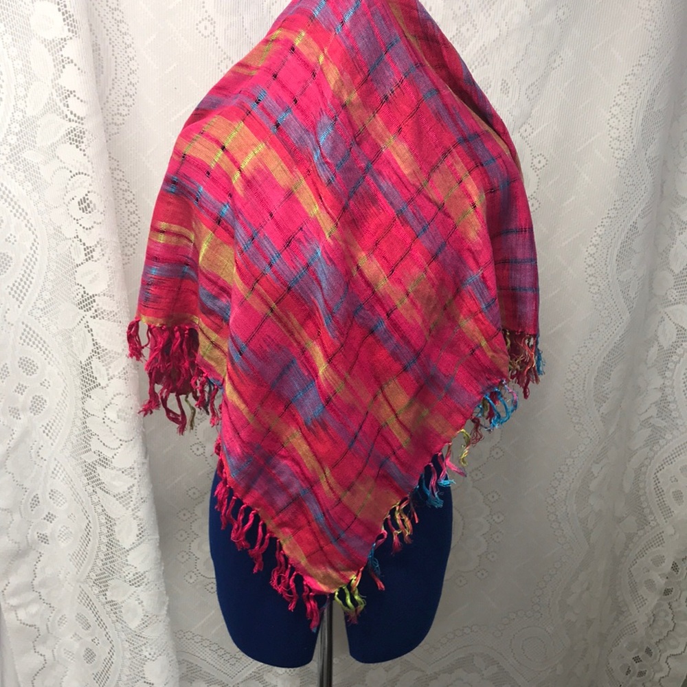 Beautiful Brightly Colored Fringed Scarf